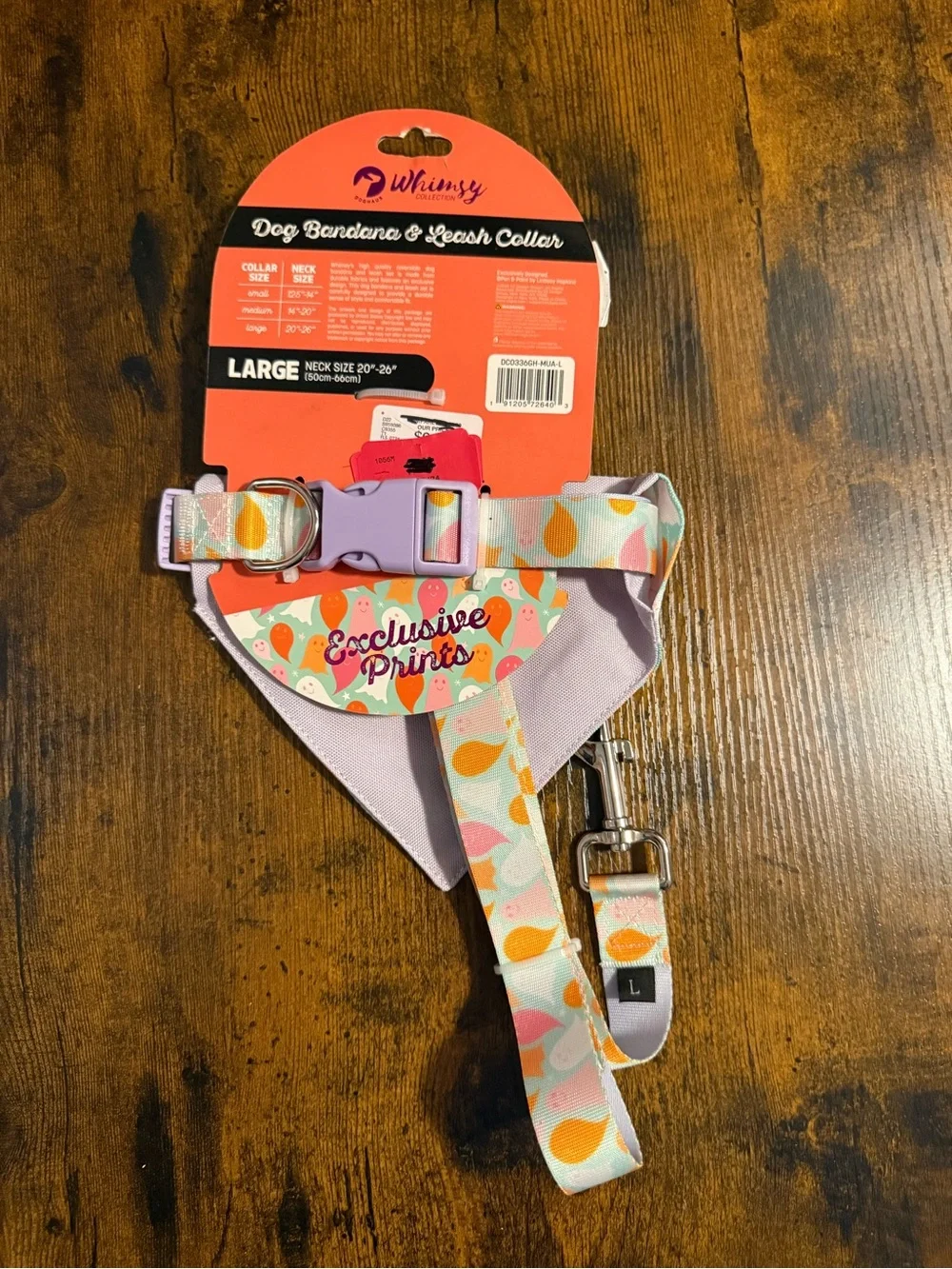 Pastel Halloween Ghost Bandana, Collar, Leash Set Size Large